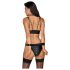 Cottelli Bondage - Glänzendes BH-Set mit Fesseln (schwarz) - L