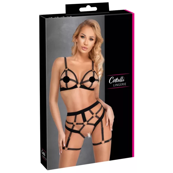Cottelli - Zweiteiliges Geschirr-Set (schwarz)