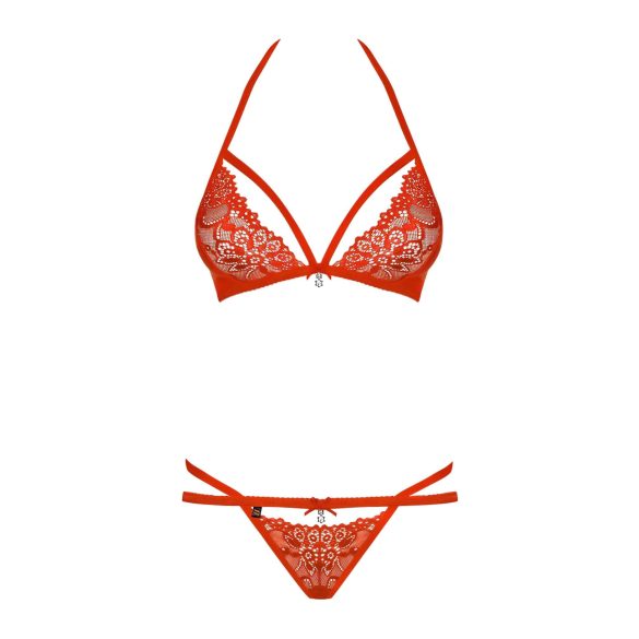 Obsessive 838-SET-3 - Rotes Spitzen-BH-Set mit Riemen