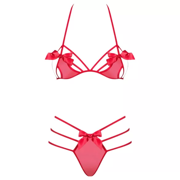 Obsessive Giftella - Schleifen Lingerie-Set (Rot)