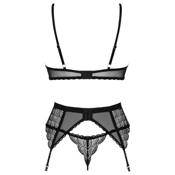 Obsessive Chemeris - BH-Set mit Strumpfhalter (schwarz) - M/L