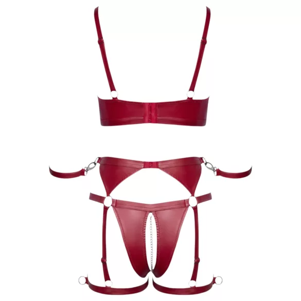 Cottelli Bondage - Glänzendes BH-Set & Handschellen (Rot) - L