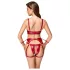 Cottelli Bondage - Glänzendes BH-Set & Handschellen (Rot) - XL