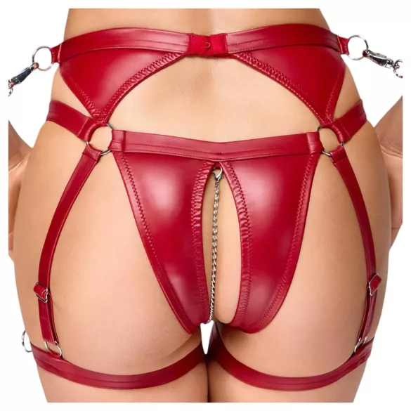 Cottelli Bondage - Glänzendes BH-Set & Handschellen (Rot) - XL
