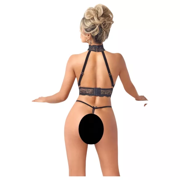 Abierta Fina - Offenes Kettendessous-Set (Schwarz)