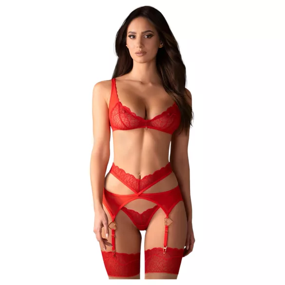 Obsessive Cupid Desir - verführerische rote Spitzenwäsche - L/XL