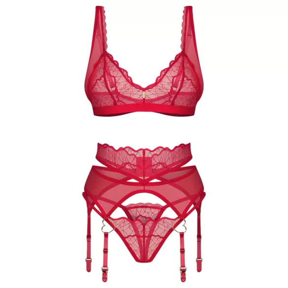 Obsessive Cupid Desir - verführerische rote Spitzenwäsche - L/XL