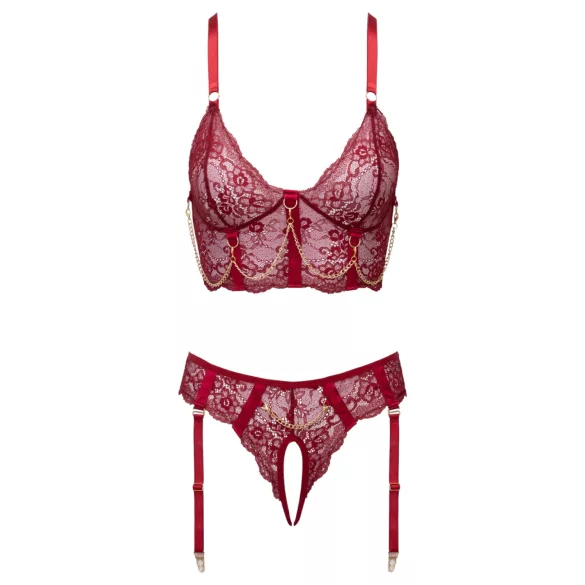 Cottelli - zweiteiliges Spitzen-Strapsset (rot)