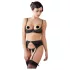 Abierta Fina - Glänzendes Schmuck-Dessous-Set (schwarz) - 80C/M