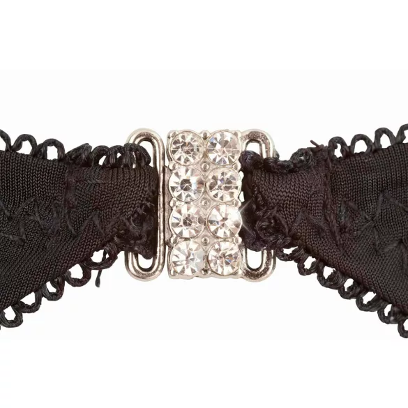 Abierta Fina - Glänzendes Schmuck-Dessous-Set (schwarz) - 80C/M