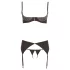 Abierta Fina - Glänzendes Schmuck-Dessous-Set (schwarz) - 80C/M
