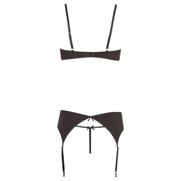 Abierta Fina - Glänzendes Schmuck-Dessous-Set (schwarz) - 80C/M