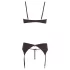 Abierta Fina - Glänzendes Schmuck-Dessous-Set (schwarz) - 80C/M
