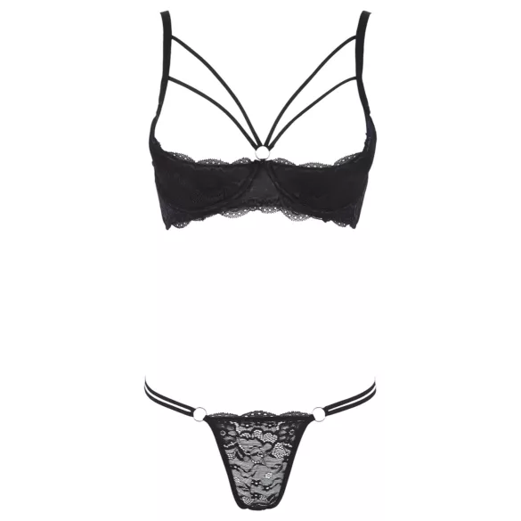 Cottelli - Riemen-BH mit Ring & String (schwarz) - 80B/M