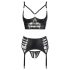 Abierta Fina - Funkelndes Spitzen-Dessous-Set (Schwarz)