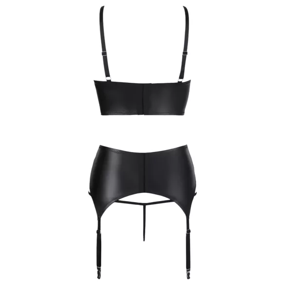 Abierta Fina - Funkelndes Spitzen-BH-Set mit Trägern (schwarz)
