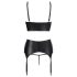Abierta Fina - Funkelndes Spitzen-Dessous-Set (Schwarz)