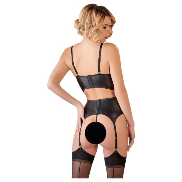 Abierta Fina - Funkelndes Spitzen-BH-Set mit Trägern (schwarz) - 80C/M