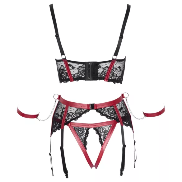 Cottelli Bondage - Mattes, Spitzen-BH-Set (Rot)