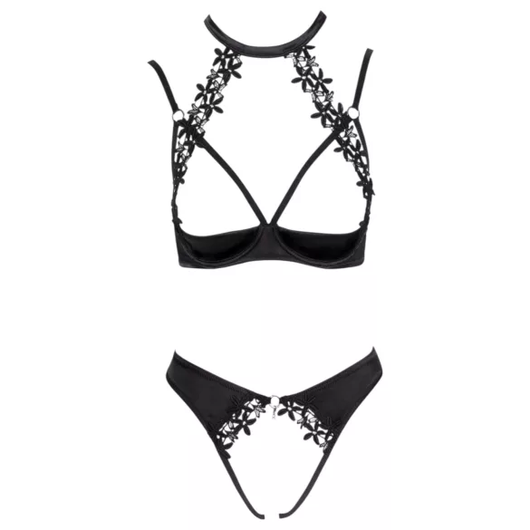 Cottelli - Spitzen-Push-Up-Set mit Halsband (schwarz) - 85B/L
