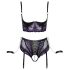 Cottelli Bondage - BH-Set & Handfesseln (Schwarz-Lila) - M