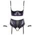 Cottelli Bondage - BH-Set und Handfesseln (schwarz-lila) - M