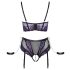 Cottelli Bondage - BH-Set & Handfesseln (Schwarz-Lila) - M