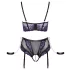 Cottelli Bondage - BH-Set und Handfesseln (schwarz-lila) - M