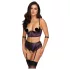 Cottelli Bondage - BH-Set und Handfesseln (schwarz-lila) - L