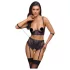 Cottelli Bondage - BH-Set und Handfesseln (schwarz-lila) - XL
