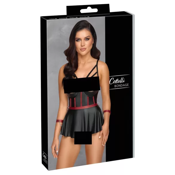 Cottelli Bondage - Glänzendes Set & Handfesseln (Schwarz)