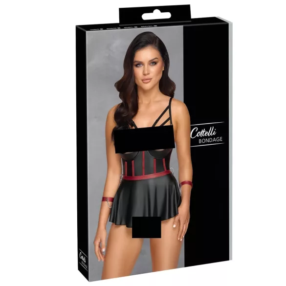 Cottelli Bondage - glänzendes Set mit Handfesseln (schwarz)