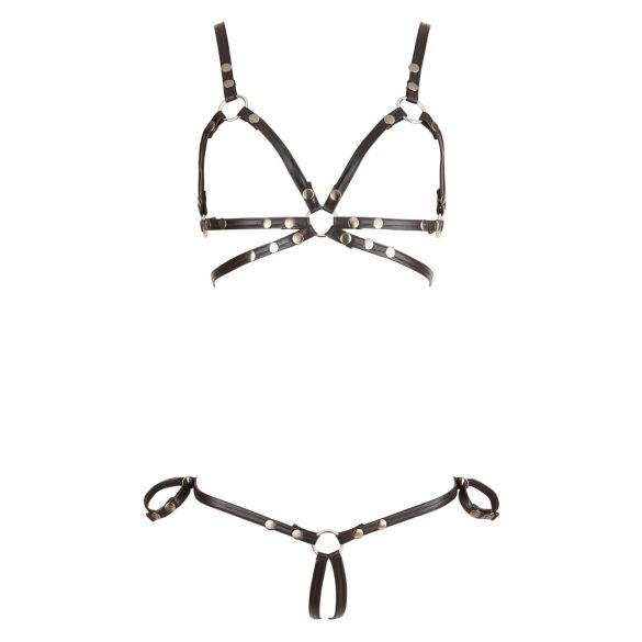 Cottelli Bondage - Glänzendes Körpergeschirr Bikini (schwarz) - XL