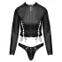Cottelli - kurzes Kunstleder-Jäckchen und Tanga-Set (schwarz)