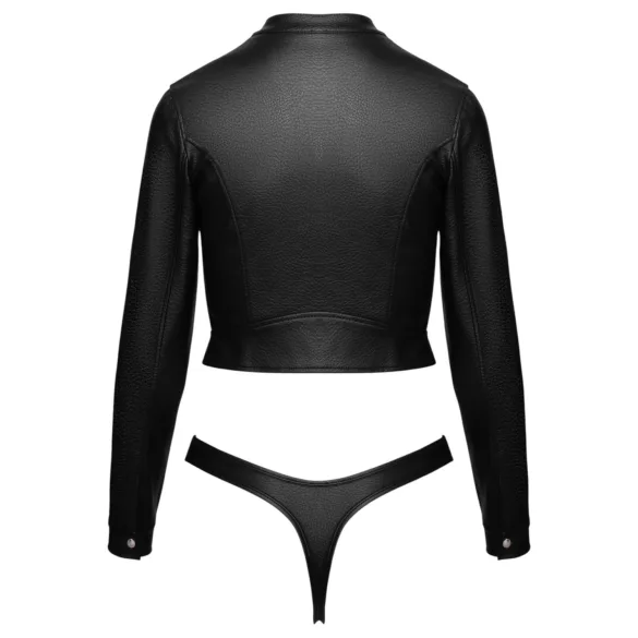 Cottelli - kurzes Kunstleder-Jäckchen und Tanga-Set (schwarz)