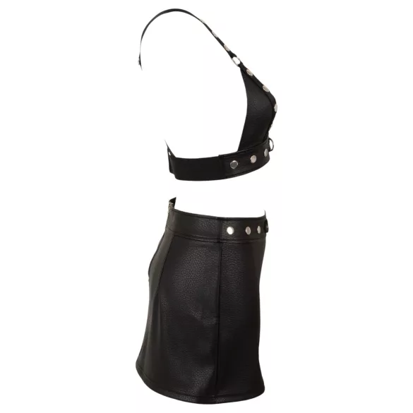 Cottelli - Kunstleder-Top und Minirock-Set (schwarz)