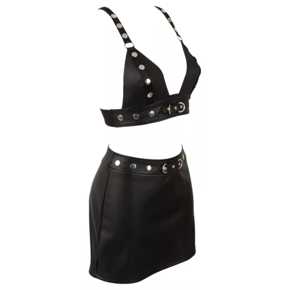 Cottelli - Kunstleder-Top und Minirock-Set (schwarz)