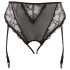 Cottelli Plus Size - Schwarzer Spitzen-Slip mit Strapshalter - XXL