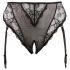 Cottelli Plus Size - Schwarzer Spitzen-Slip mit Strapshalter - XXL