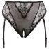 Cottelli Plus Size - Schwarzer Spitzen-Slip mit Strapshalter - XXXL