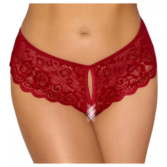 Cottelli - offener Spitzen-Slip (rot) - XL