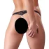 Cottelli - Perlenverzierte offene Spitzen-Tanga (schwarz)