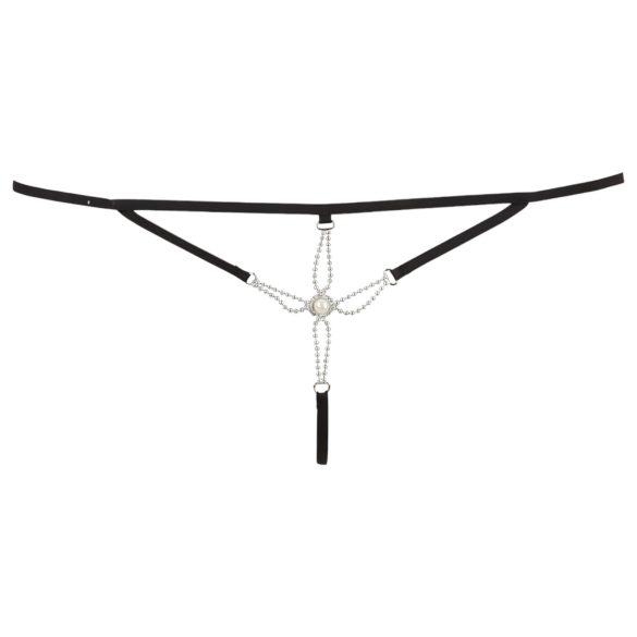 Cottelli - Strass Damen-String ouvert (schwarz)