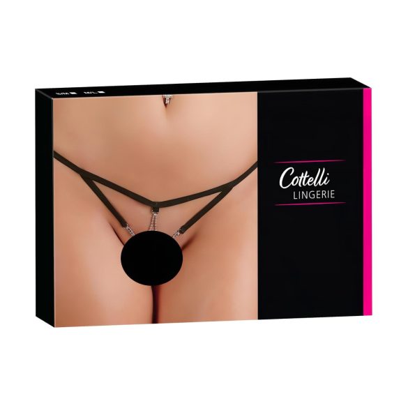 Cottelli - Strass Damen-String ouvert (schwarz)
