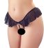Cottelli - Offener Perlen-String mit Rüschen (Schwarz) - L