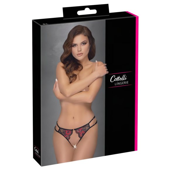 Cottelli - Rosige, offene Damenstring - Schwarz - (S-L)