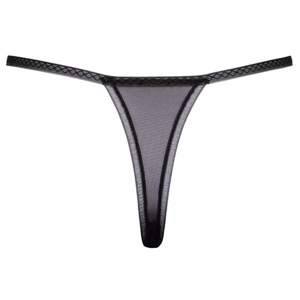 Cottelli - Luxus, bestickter Lilien-Tanga (schwarz-weiß) - M/L