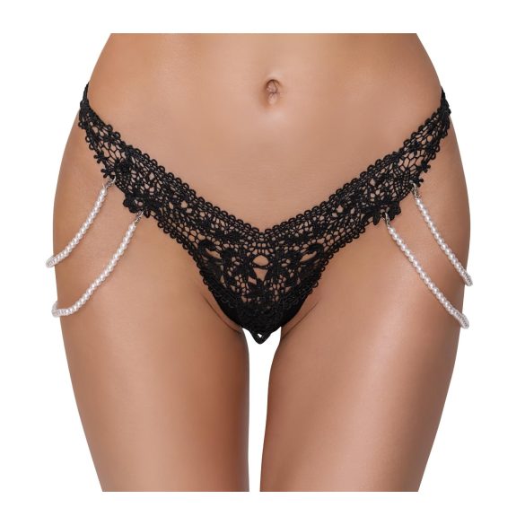 Cottelli - Luxus Perlenstickerei Tanga (schwarz) - M/L