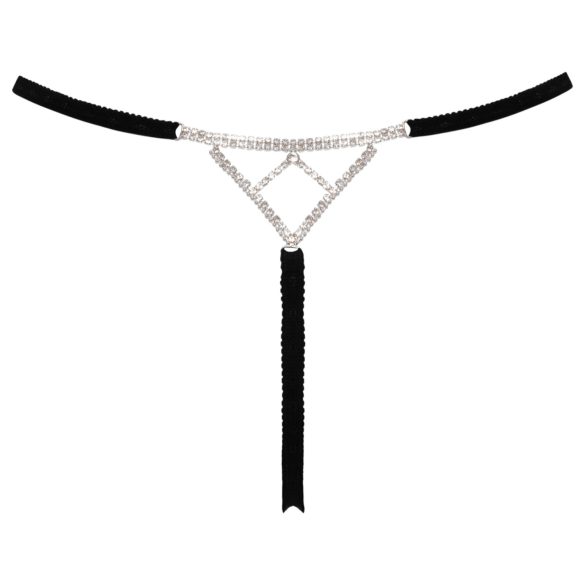 Cottelli - Offener Stringtanga mit Silberverzierung - Schwarz (S-L)