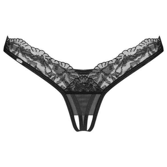 Obsessive - Transparenter Spitzen-Tanga (Schwarz)